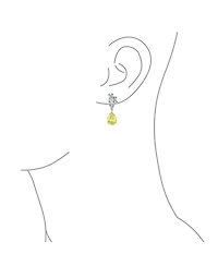 Bling Jewelry Cubic Zirconia Cz Statement Dangle Leaf Teardrop Formal Chandelier Clip On Earrings Silver Plated