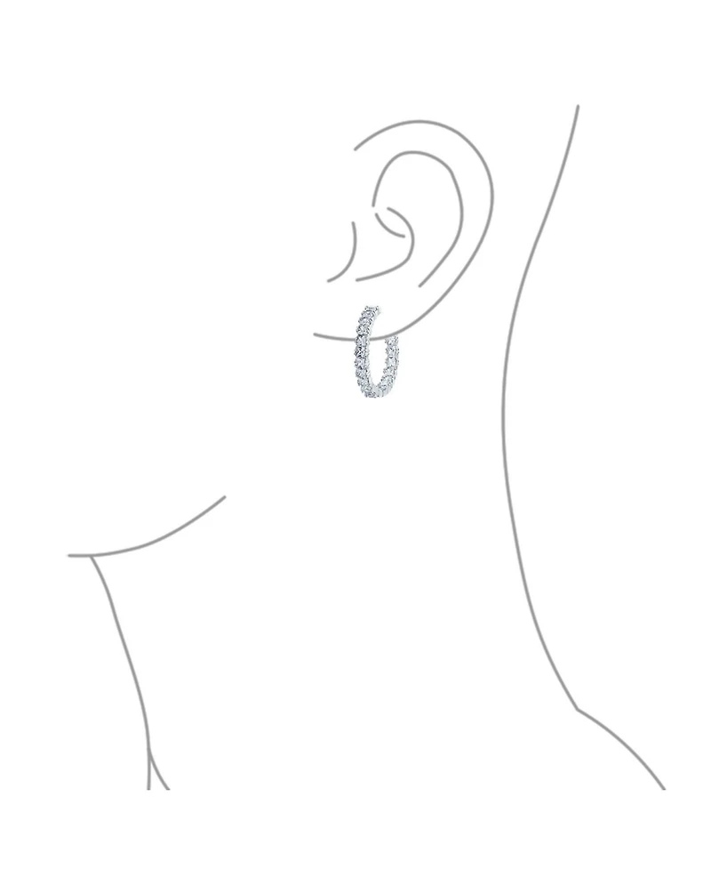 Bling Jewelry Square Cubic Zirconia Princess Cut Cz Inside Out Statement Hoop Earrings For Women Prom 1.25 Diameter