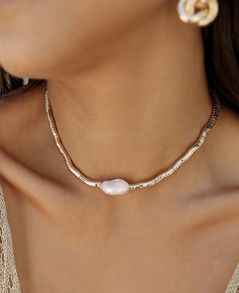 Ettika Liquid 18K Gold-Plated and Cultured Freshwater Pearl Choker