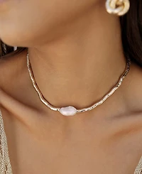 Ettika Liquid 18K Gold-Plated and Cultured Freshwater Pearl Choker