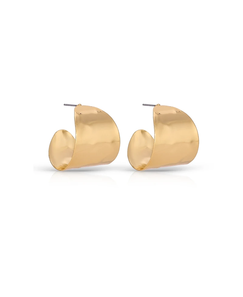Ettika Hammered 18K Gold-Plated Cupped Hoop Earrings