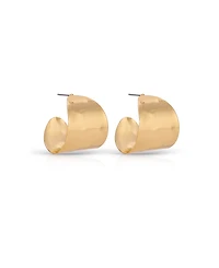 Ettika Hammered 18K Gold-Plated Cupped Hoop Earrings
