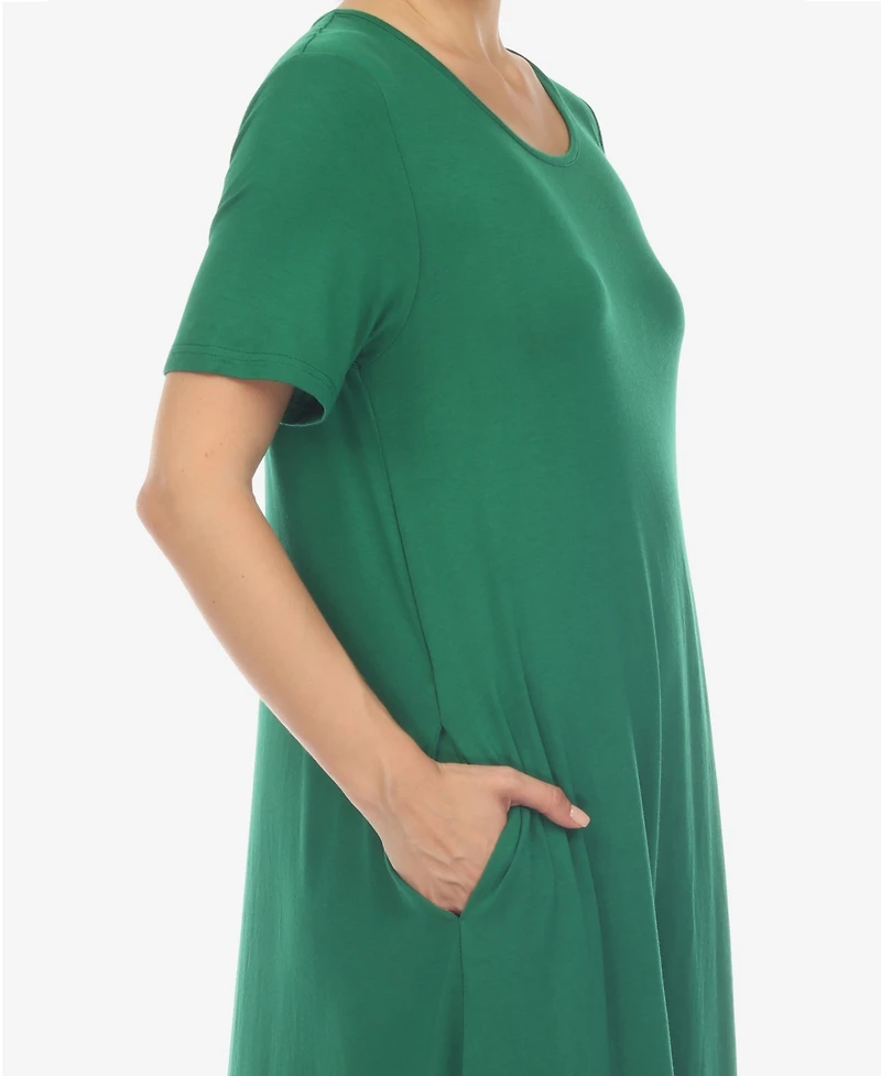 White Mark Women's Short Sleeve Midi Dress