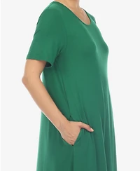 White Mark Women's Short Sleeve Midi Dress