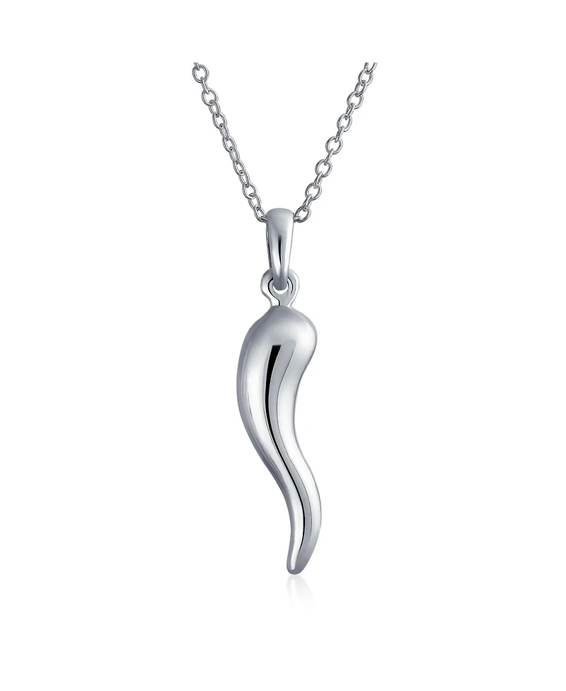 Bling Jewelry Amulet Italian Horn Pendant Necklace For Women Sterling Silver