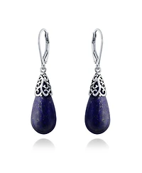 Bling Jewelry Boho Long Elongated Teardrop Filigree Lever Back Dangle Earrings Sterling Silver