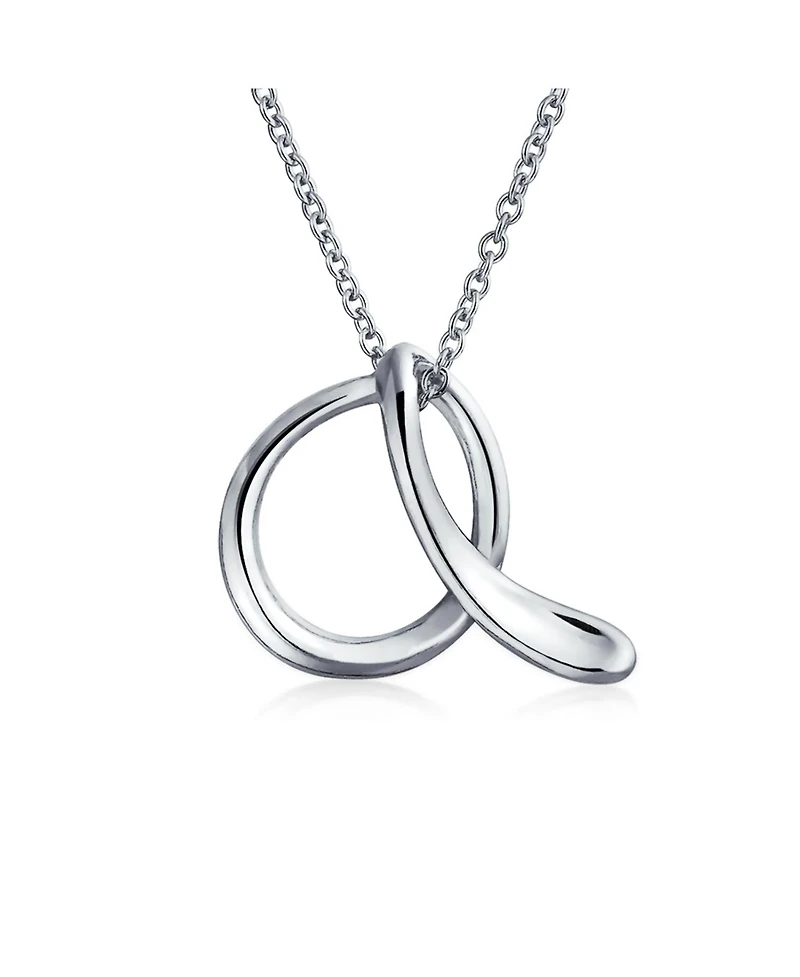 Bling Jewelry Letter A Cursive Alphabet Script Initial Pendant Necklace For Women Sterling Silver 18 Inches
