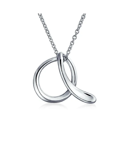 Bling Jewelry Letter A Cursive Alphabet Script Initial Pendant Necklace For Women Sterling Silver 18 Inches