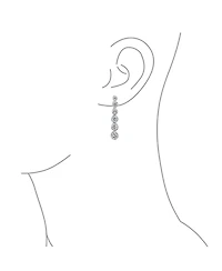 Bling Jewelry Elegant Sterling Silver Cz Linear Drop Earrings With Geometric Bubble Prom Cubic Zirconia In A Bezel Set Round Shape.