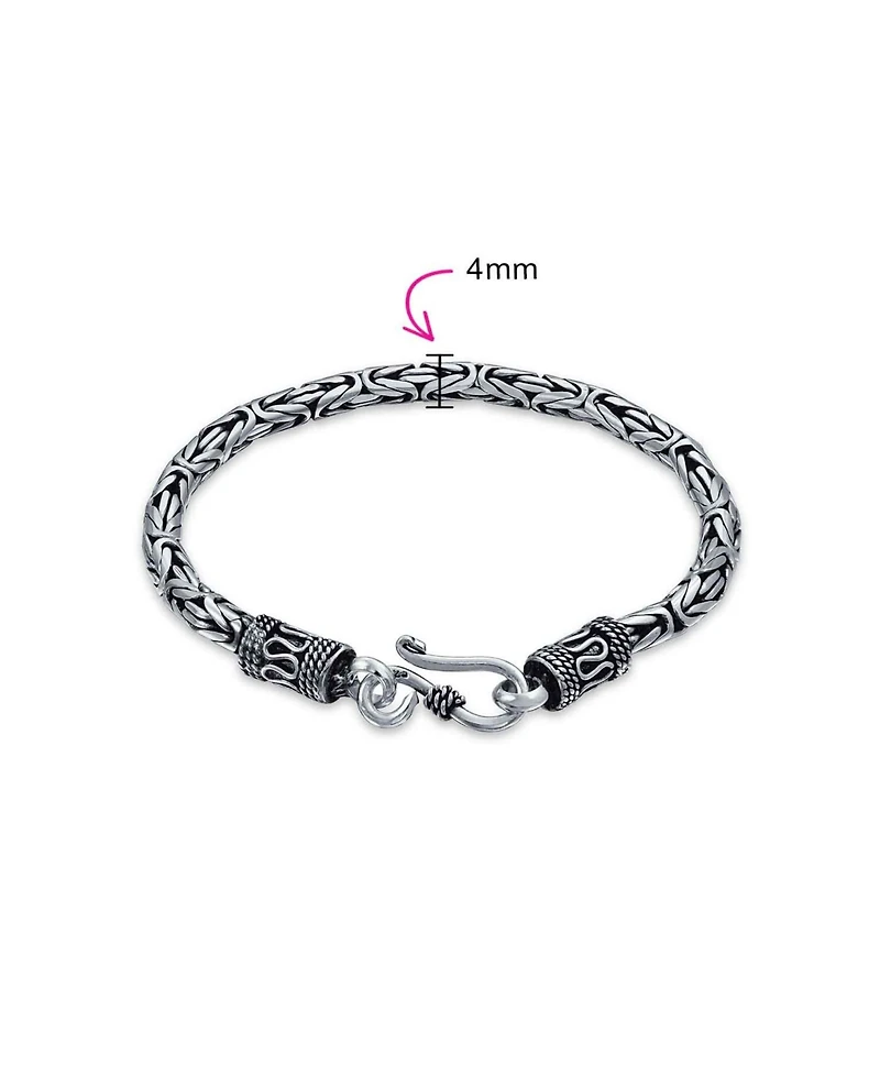 Bling Jewelry Bali Byzantine Chain Link Bracelet Eye And Hook 925 Sterling Silver For Women Hand Crafted 7 inch