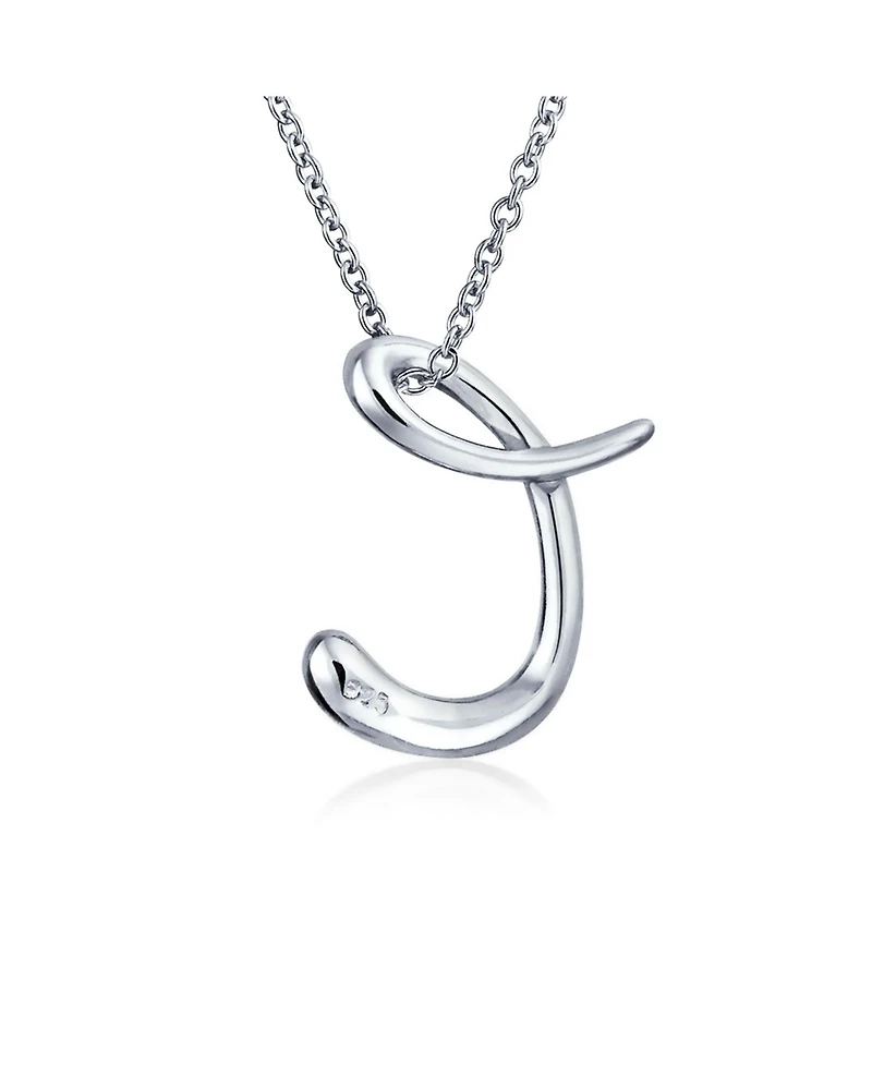 Bling Jewelry Alphabet Initial Pendant Necklace .925 Sterling Silver 18 Inch