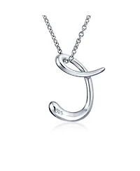 Bling Jewelry Alphabet Initial Pendant Necklace .925 Sterling Silver 18 Inch