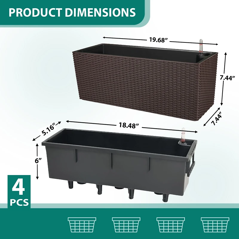 Aoodor Mahliya Planter Box (Set of 4)
