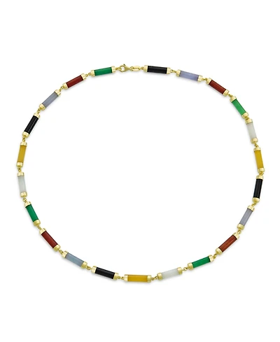 Bling Jewelry Asian Style Multi-Color Jade & Onyx Pendant Necklace 14K Gold Plated 16-18 Inch