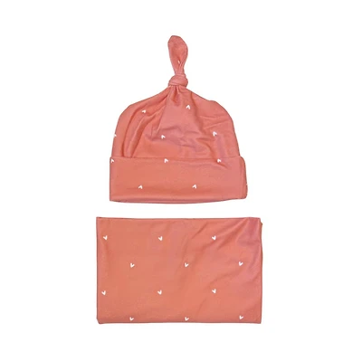 Baby Swaddle + Hat Set - Hearts