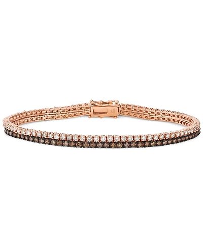 Le Vian Chocolate Diamond & Nude Diamond Double Row Tennis Bracelet (3-1/2 ct. t.w.) in 14k Rose Gold