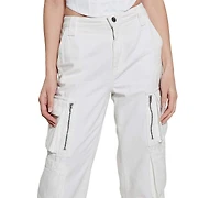 Guess Women's Kori High Rise Wide Leg Cotton Cargo Jeans