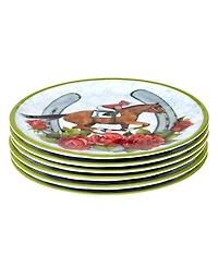 Certified International Derby Day At The Races Set of 6 Melamine Salad Plates, Service For 6