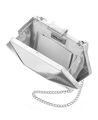 Nina Geometric Mirror Metallic Patent Minaudiere Handbag