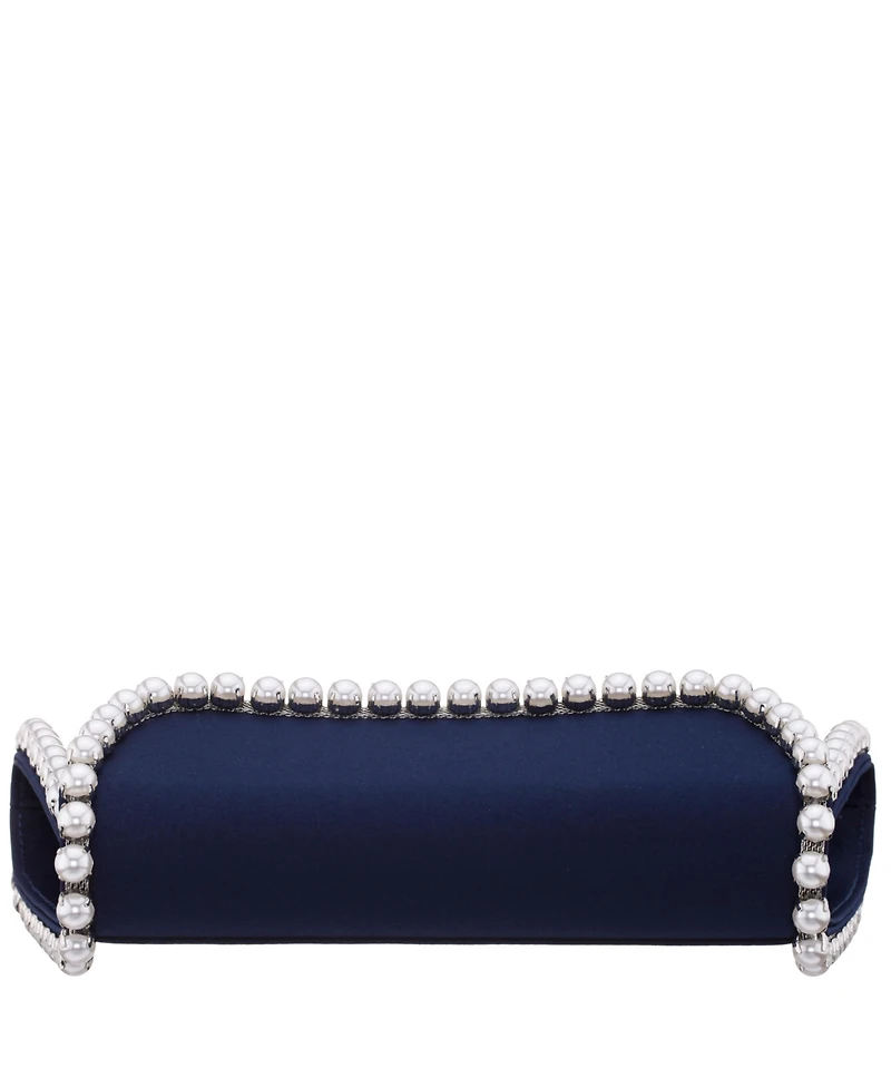 Nina Imitation Pearl Trim Trapezoid Flap Bag