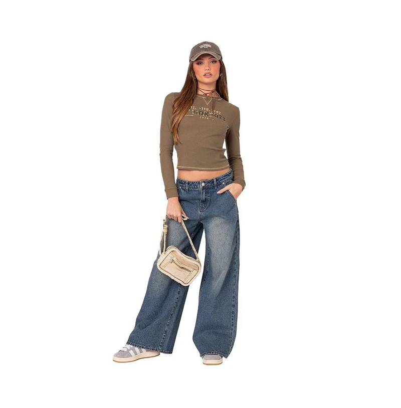 Edikted Women's Super baggy wide leg jeans