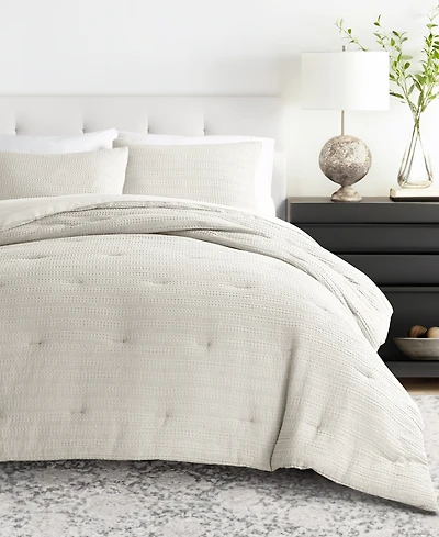 ienjoy Home Waffle Textured 3-Piece Comforter Set, King/California King