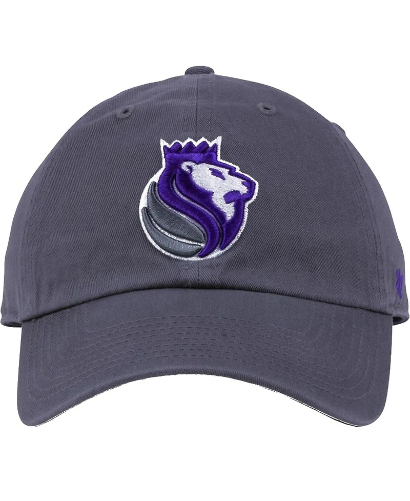 Men's '47 Brand Gray Sacramento Kings Team Logo Clean Up Adjustable Hat