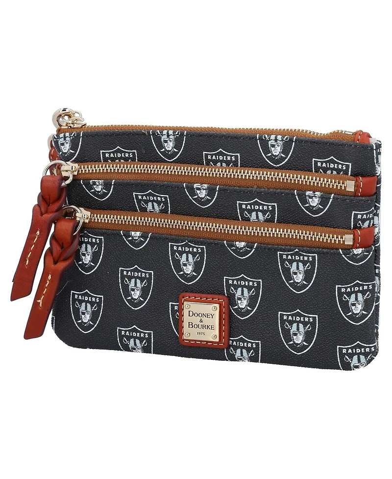 Women's Dooney & Bourke Las Vegas Raiders Signature Triple-Zip Wristlet