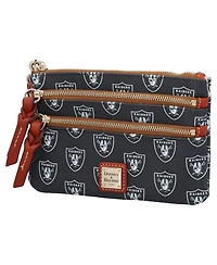Women's Dooney & Bourke Las Vegas Raiders Signature Triple-Zip Wristlet