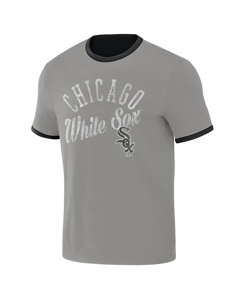 Men's Darius Rucker Collection by Fanatics Black, Gray Distressed Chicago White Sox Two-Way Ringer Reversible T-shirt