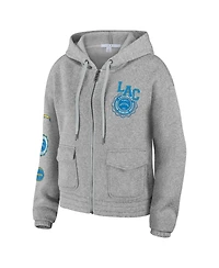 Women's Wear by Erin Andrews Heather Gray Los Angeles Chargers Full-Zip Hoodie