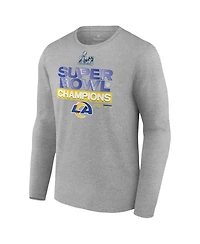 Men's Fanatics Heathered Gray Los Angeles Rams Super Bowl Lvi Champions Locker Room Trophy Collection Long Sleeve T-shirt