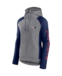 Women's Fanatics Heather Gray, College Navy New England Patriots Blind Side Lightweight Full-Zip Hoodie