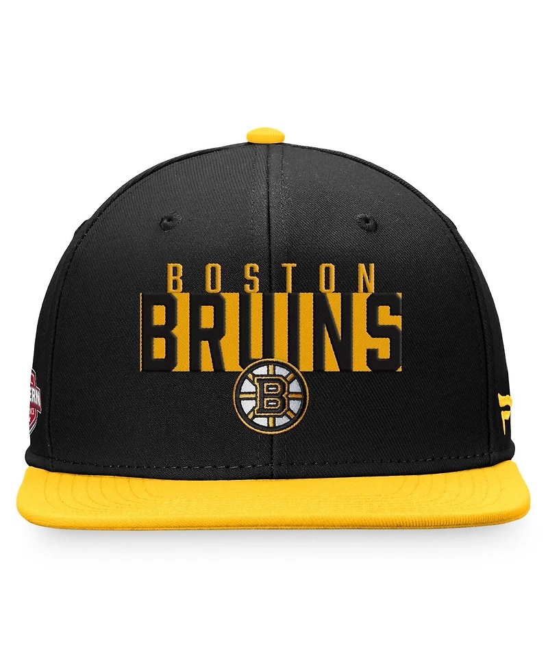 Men's Fanatics Black, Gold Boston Bruins Fundamental Colorblocked Snapback Hat