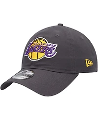 Men's New Era Charcoal Los Angeles Lakers Team 2.0 9TWENTY Adjustable Hat