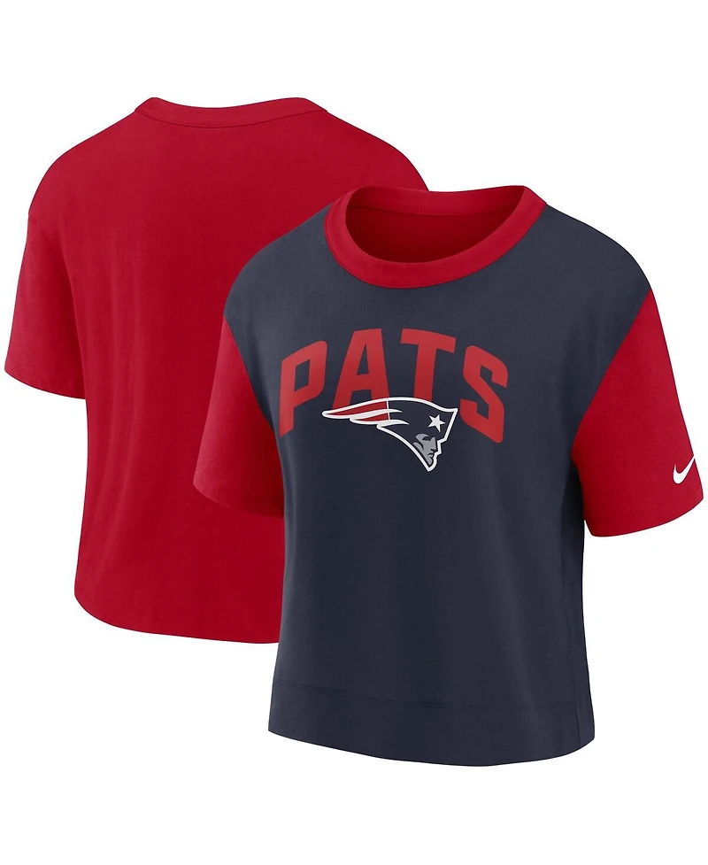 Women's Nike Red, Navy New England Patriots High Hip Fashion T-shirt