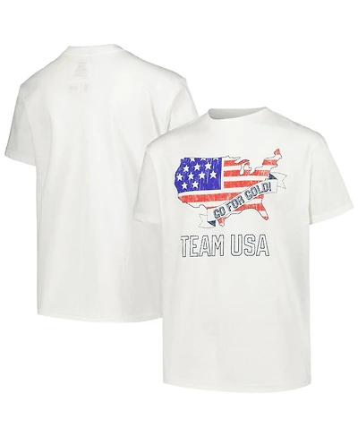 Big Boys White Distressed Team Usa Go For Gold T-shirt