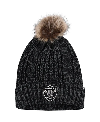 Women's '47 Brand Black Las Vegas Raiders Logo Meeko Cuffed Knit Hat with Pom