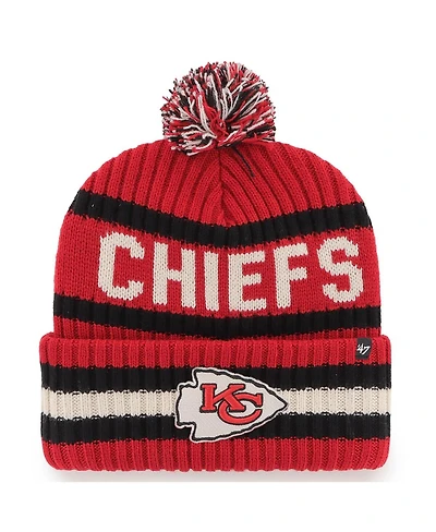 Men's '47 Brand Red Kansas City Chiefs Bering Cuffed Knit Hat with Pom
