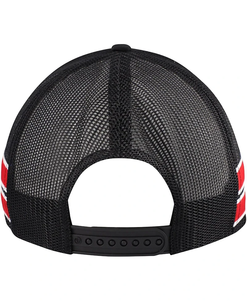 Men's '47 Brand Black Chicago Bulls Sidebrand Stripes Trucker Adjustable Hat
