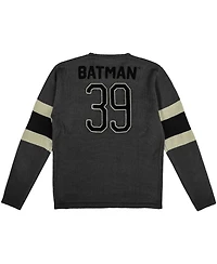 Men's Heroes & Villains Gray Batman Gotham City Varsity Sweater