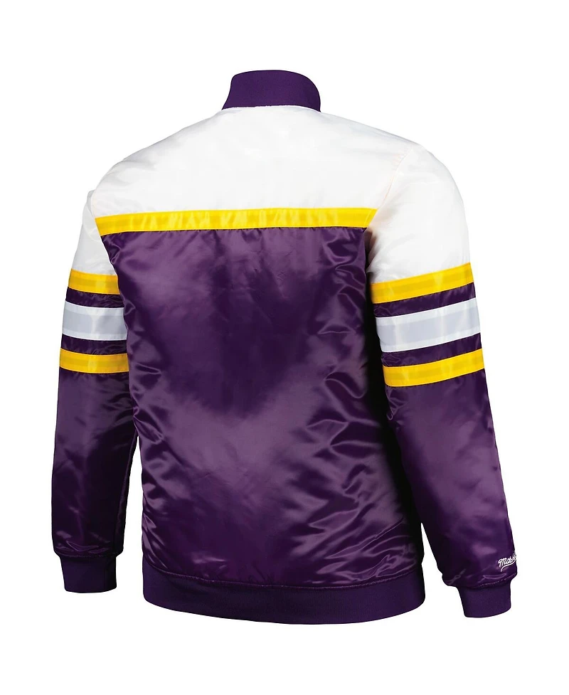 Men's Mitchell & Ness Purple, Gold Los Angeles Lakers Big and Tall Heavyweight Full-Snap Satin Jacket