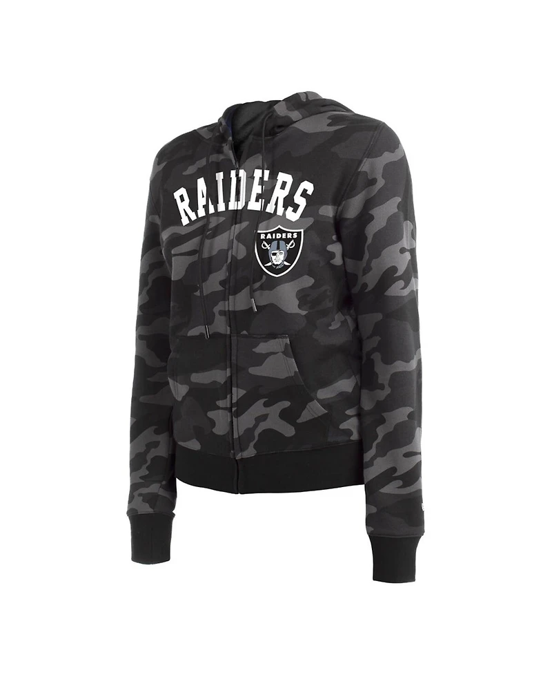 Women's New Era Black Las Vegas Raiders Camo Full-Zip Hoodie