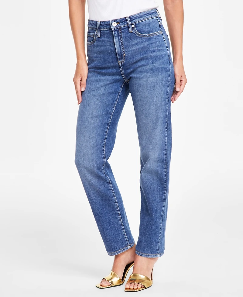 I.n.c. International Concepts Women's High-Rise Straight-Leg Jeans, Created for Macy's