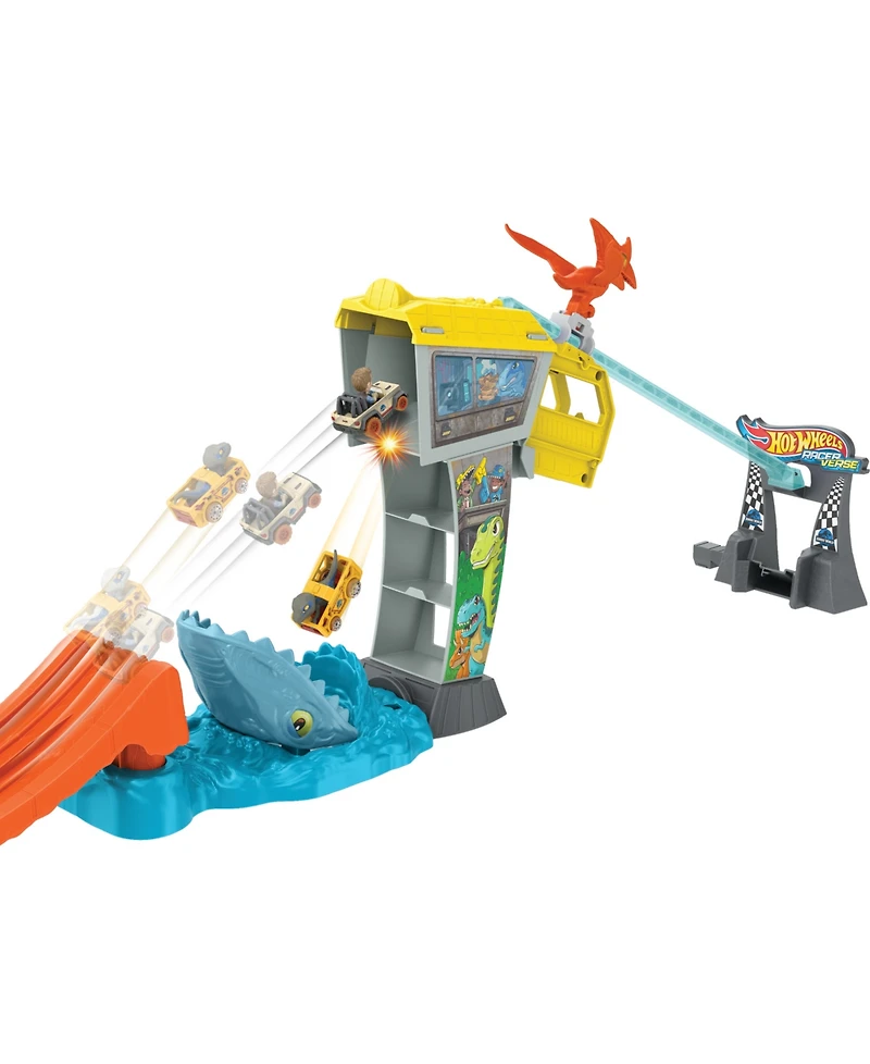 RacerVerse Jurassic World Blue's Raptor Rush Track Set with 2 Toy Die-Cast Vehicles