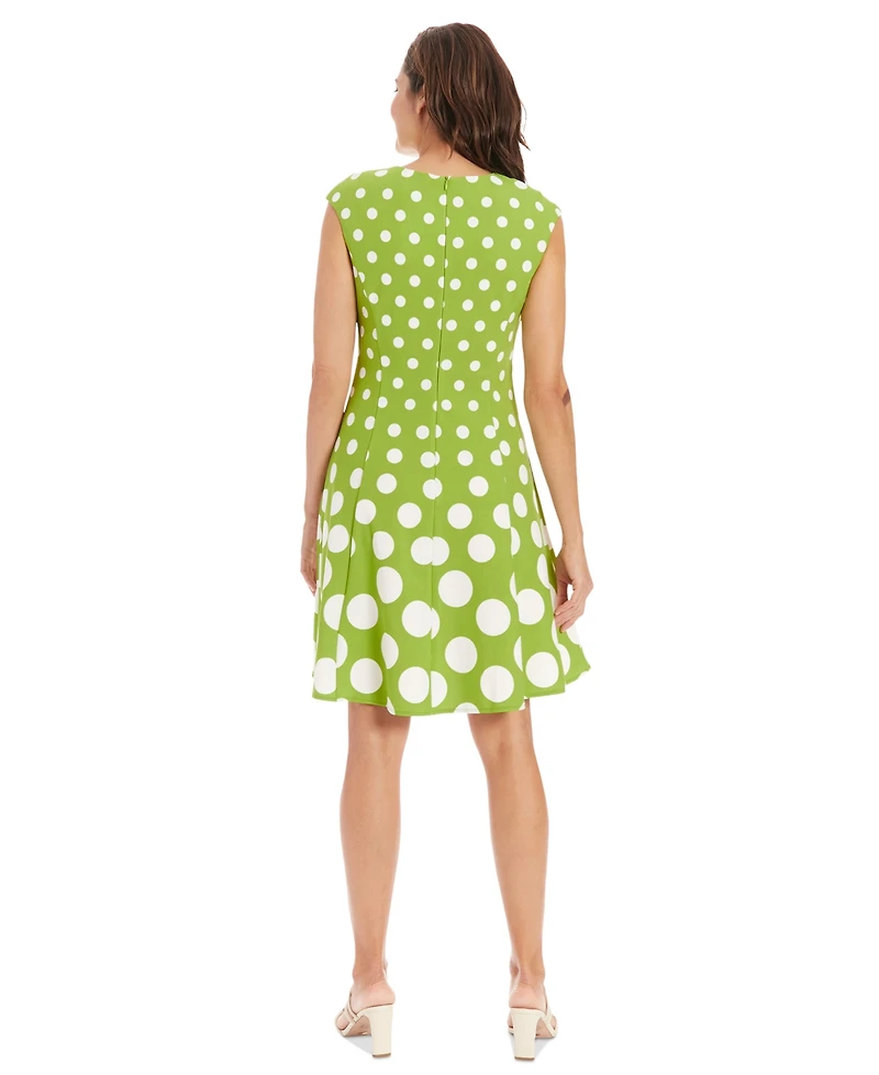 London Times Petite Polka-Dot Fit & Flare Dress