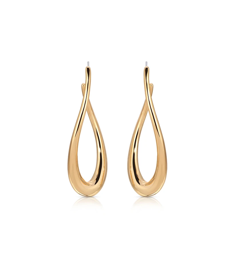 Ettika Oblong 18k Gold Plated Abstract Hoop Earring