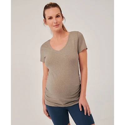Pact Maternity Organic Cotton Ruched V-Neck Tee