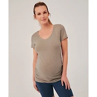 Pact Maternity Organic Cotton Ruched V-Neck Tee