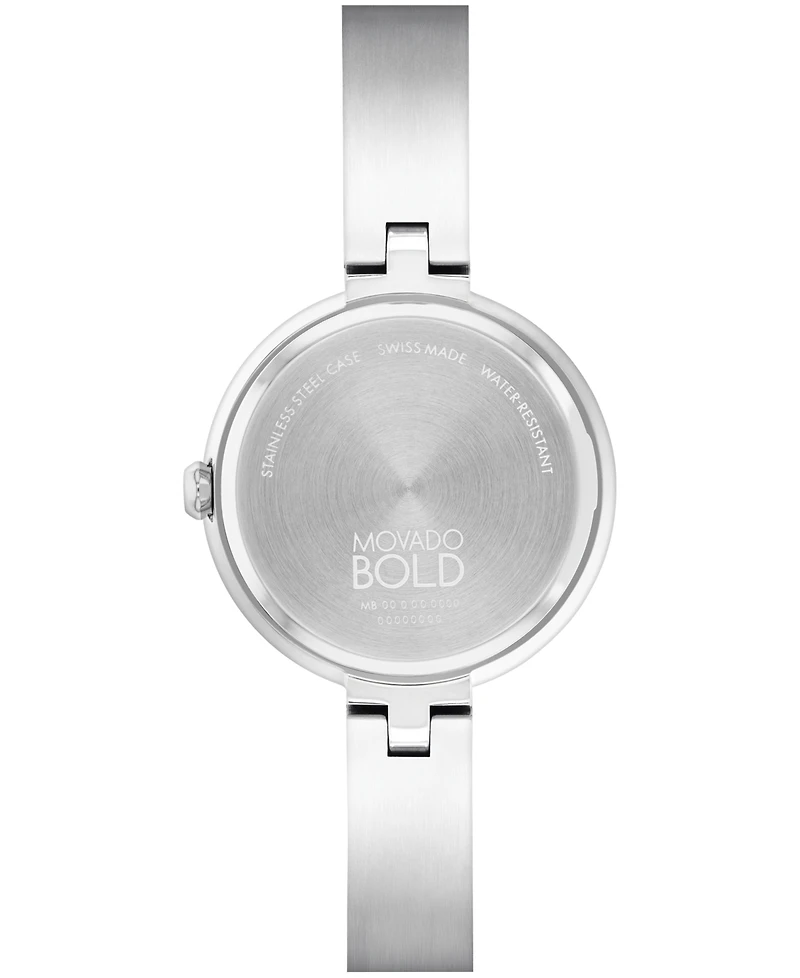 Movado Women's Bold Bangles Swiss Quartz Stainless Steel Silver-tone Watch 28mm